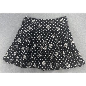 Hot Topic Gothic Skull Rose Polka Dot‎ Skirt Dark Romance Whimsigoth Skater M
